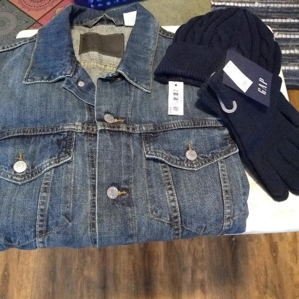Men's DENIZEN Jean Jacket w/Skull Cap & Gloves!!